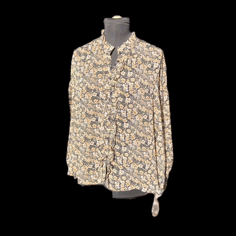 Black and Cream Floral Blouse by M.N.G.